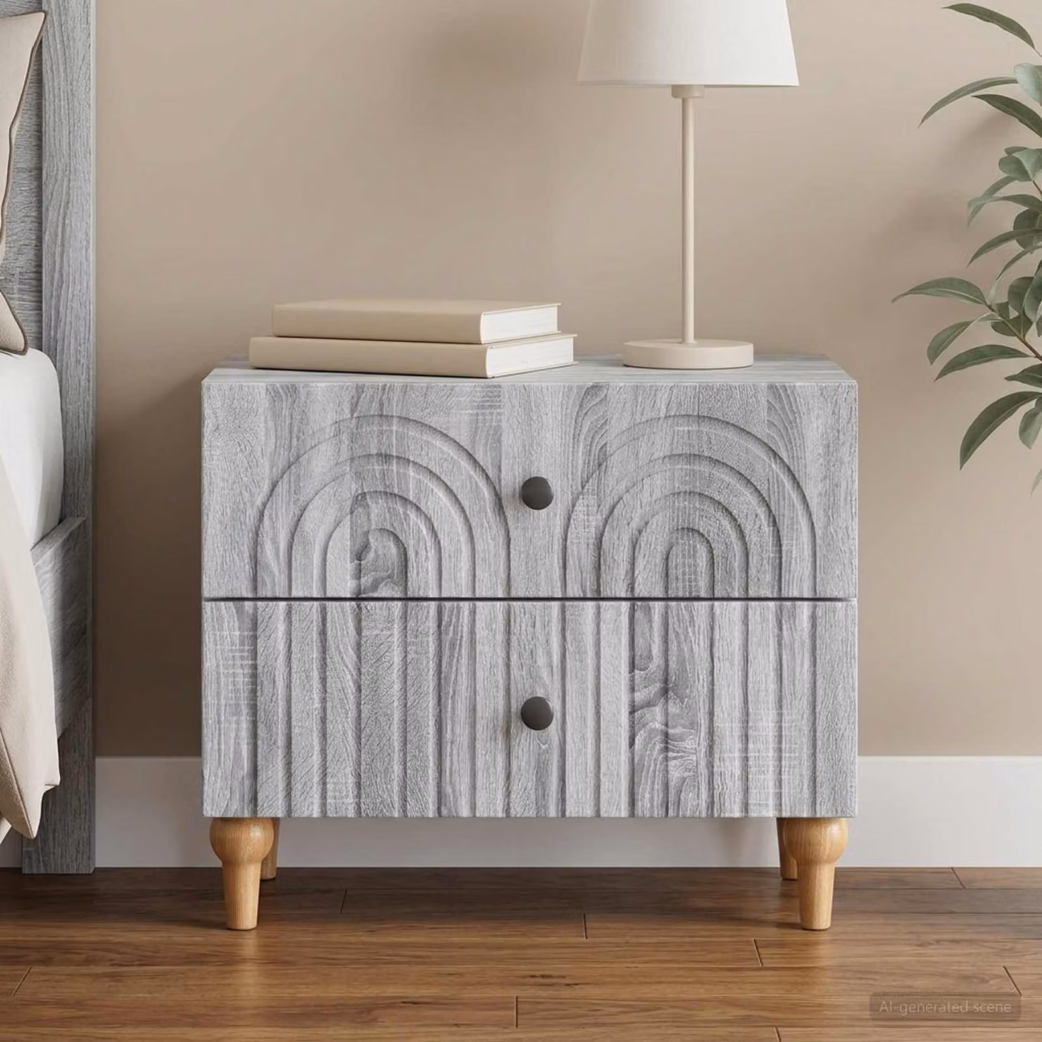 Armadio da notte con cassetto vidaXL Grigio Sonoma L: 62 cm, P: 34,5 cm, H: 48 cm