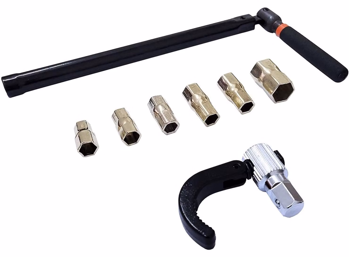 Set di chiavi a brug regolabili - 9-17mm - Teste intercambiabili - Manico antiscivolo - Gancio universale - Adatte per bulloni di rubinetti - Chiave per bulloni di rubinetti