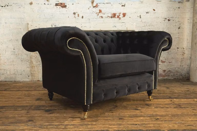 Chesterfield Design Stoff Couch Sessel 1.5 Sitzer Polster Sofas Lounge Club