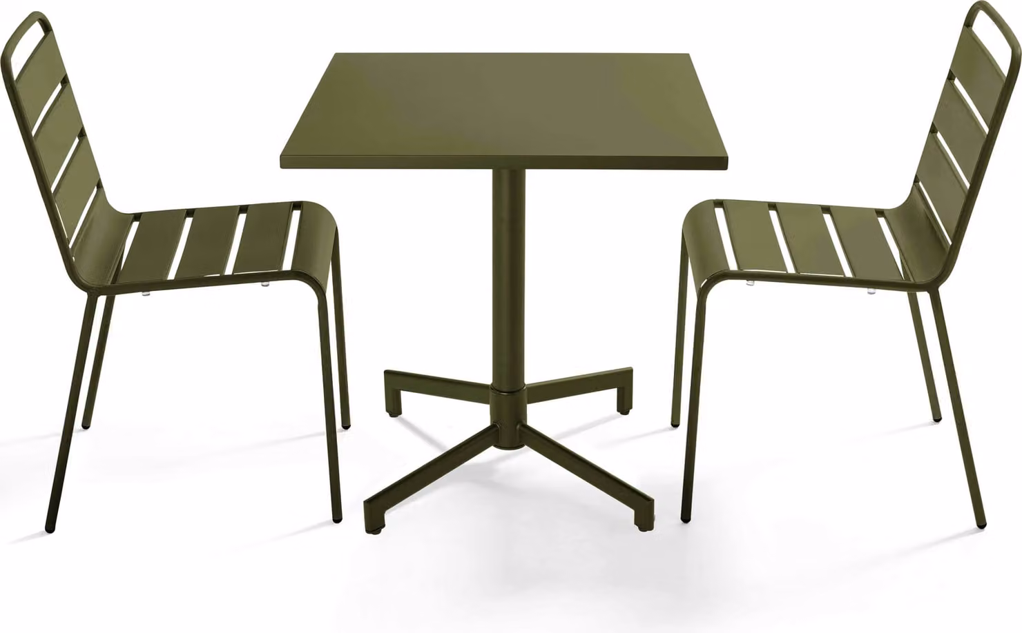 Set tavolo e 2 sedie da giardino in metallo da 70 cm verde kaki - Oviala Palavas