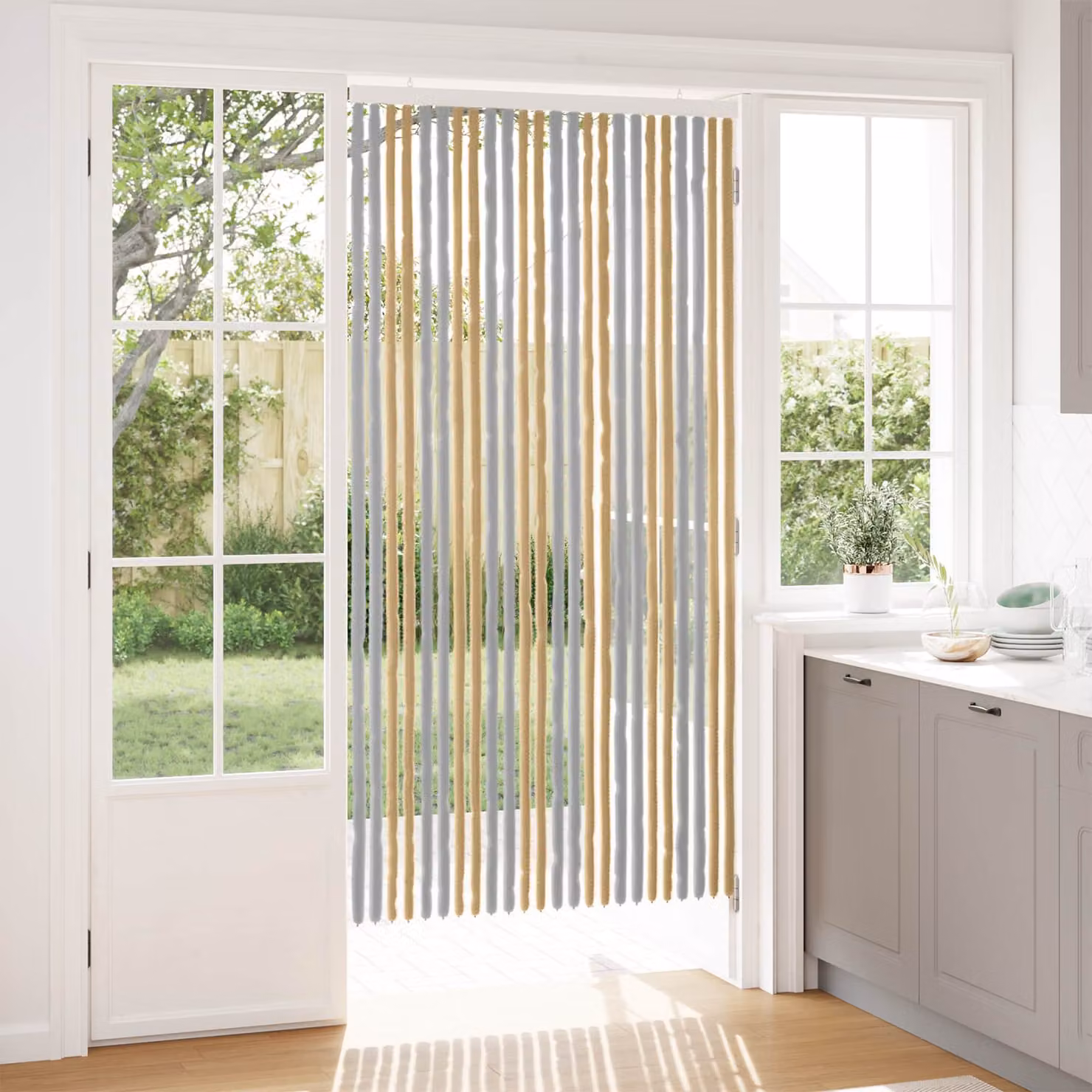 vidaXL Tenda per insetti in chenille Grigio e Beige 100 x 200 cm
