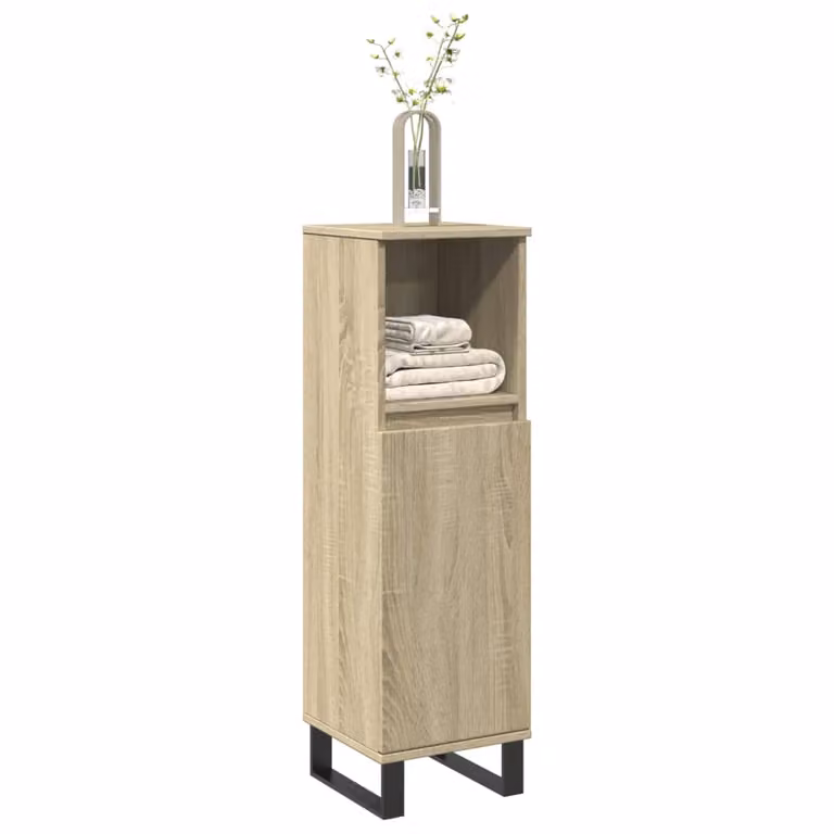 Armadietto da bagno sospeso vidaXL in legno Rovere Sonoma, colore marrone, L/P/H: 30 x 30 x 100 cm