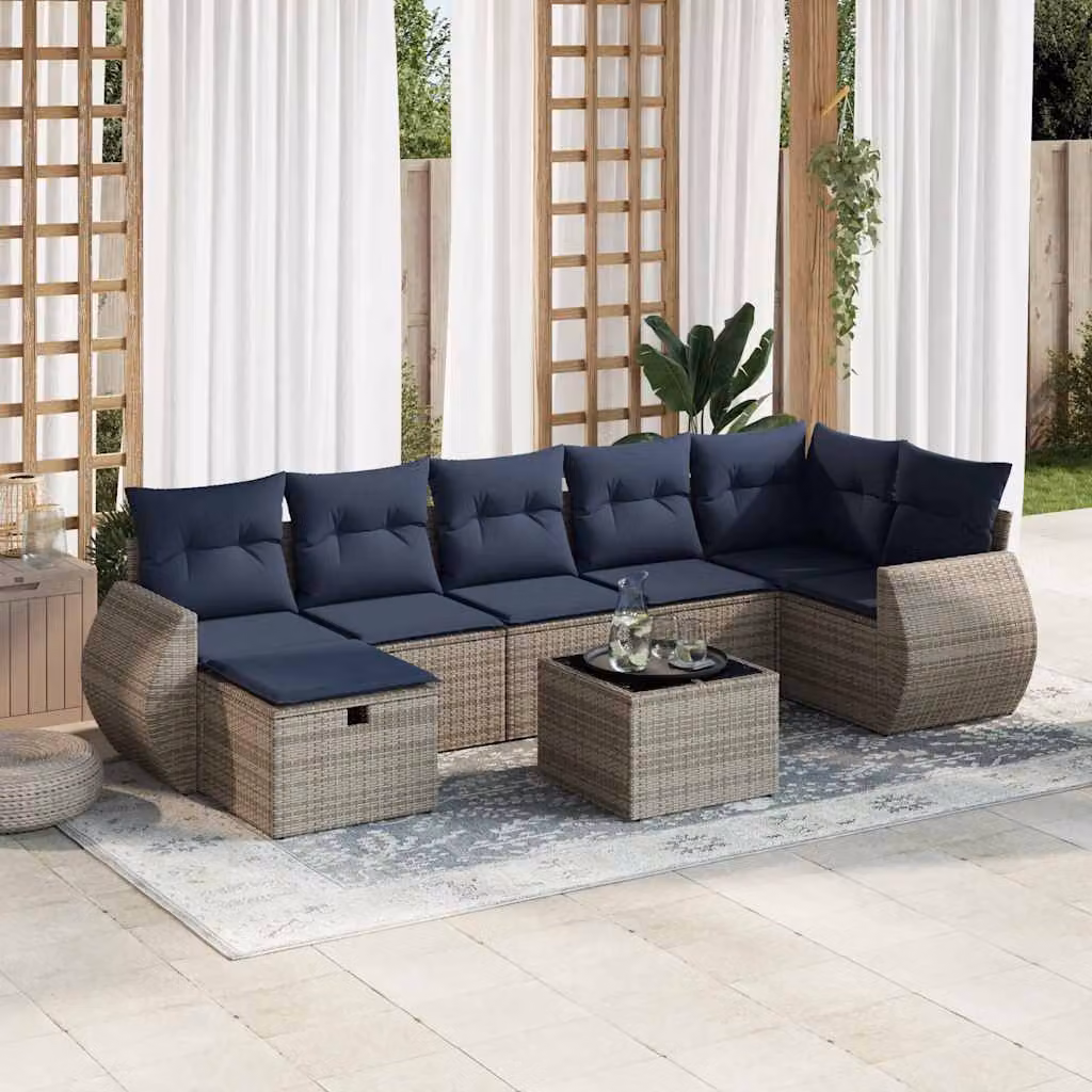 Maison Exclusive - Set Divano da Giardino 8 pz con Cuscini Grigio in Polyrattan