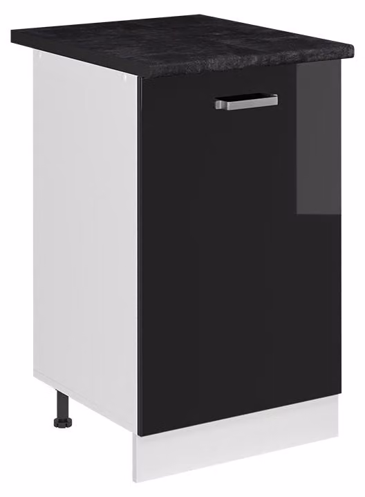 Mobiletto base cucina Vicco R-Line Nero lucido/Bianco 50 cm piano di lavoro Antracite, Model 70156