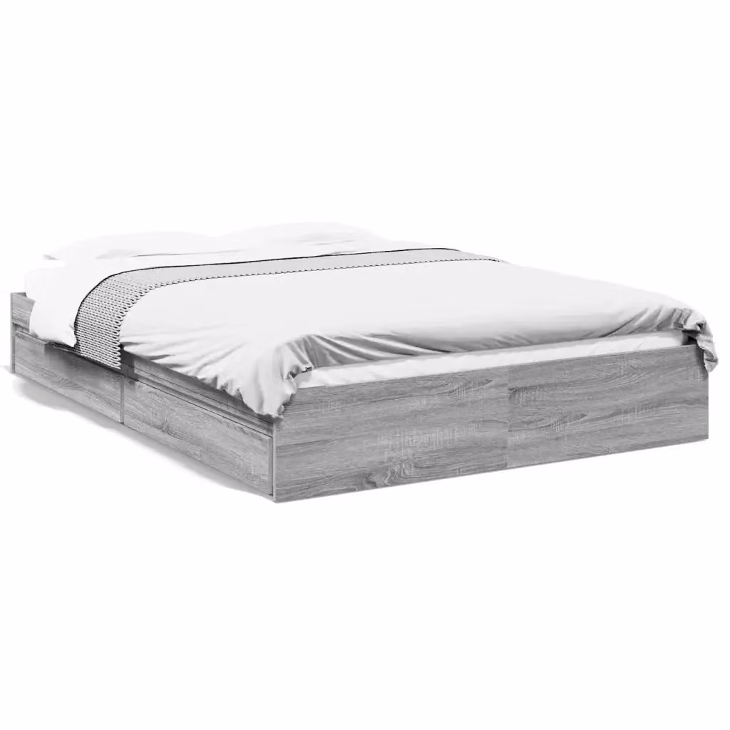 vidaXL Giroletto con Cassetti Grigio Sonoma in Legno Multistrato 150x200 cm – 2