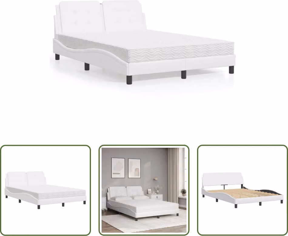 The Living Store Letto con materasso bianco 120x200 cm in ecopelle