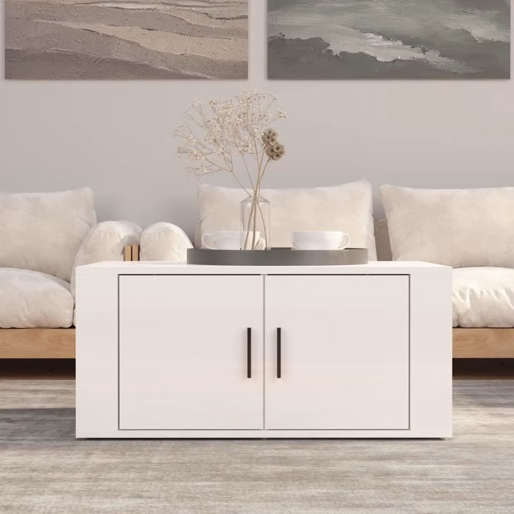 Maison Exclusive - Tavolino bianco lucido 80x50x36 cm Materiale ligneo