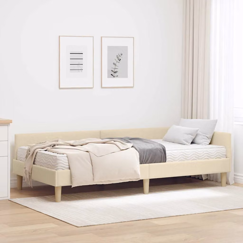 vidaXL Letto Angolare con 2 Materassi in Beige L/P/H: 90 x 190 x 204 cm