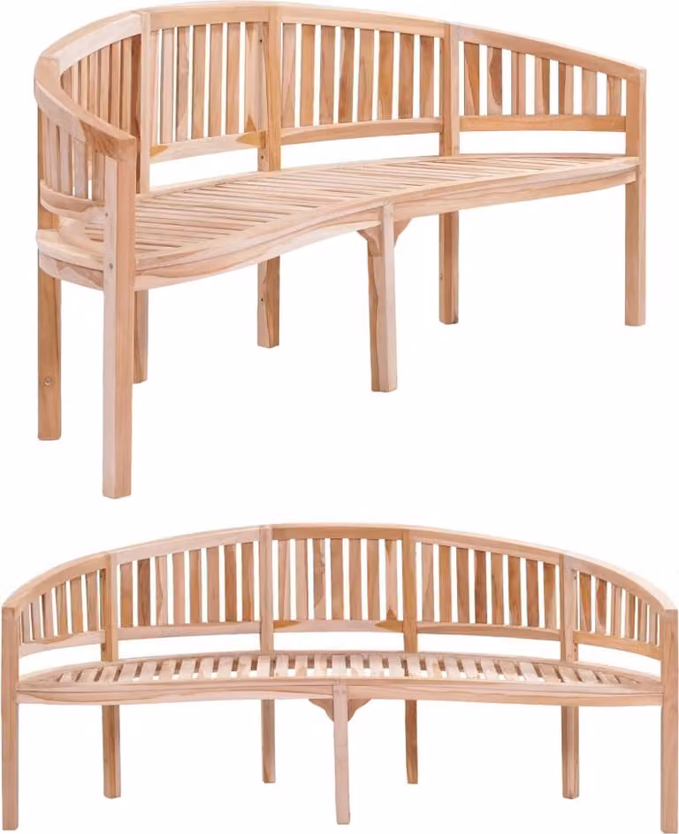 The Living Store Panca Banana 200 cm in legno massiccio teak
