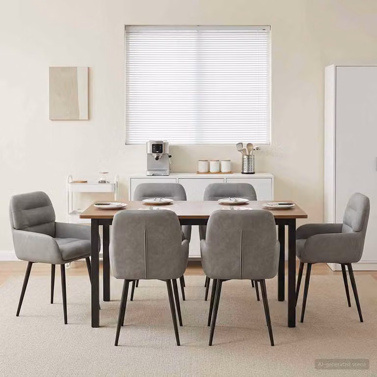 Set di 6 sedie da pranzo vidaXL in velluto grigio con design moderno L: 59 cm, P: 59,5 cm, H: 90 cm