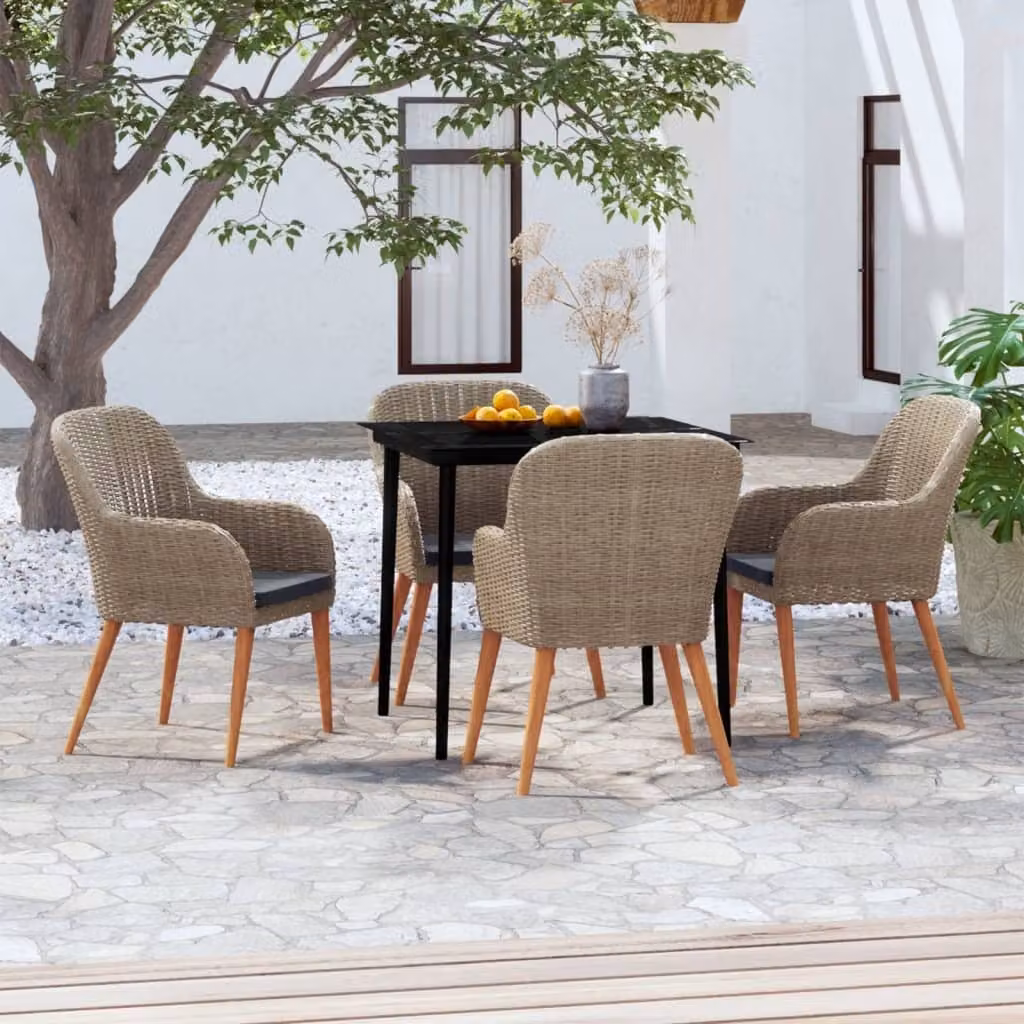 Maison Exclusive - Set da pranzo da giardino a 5 pezzi con cuscini marroni