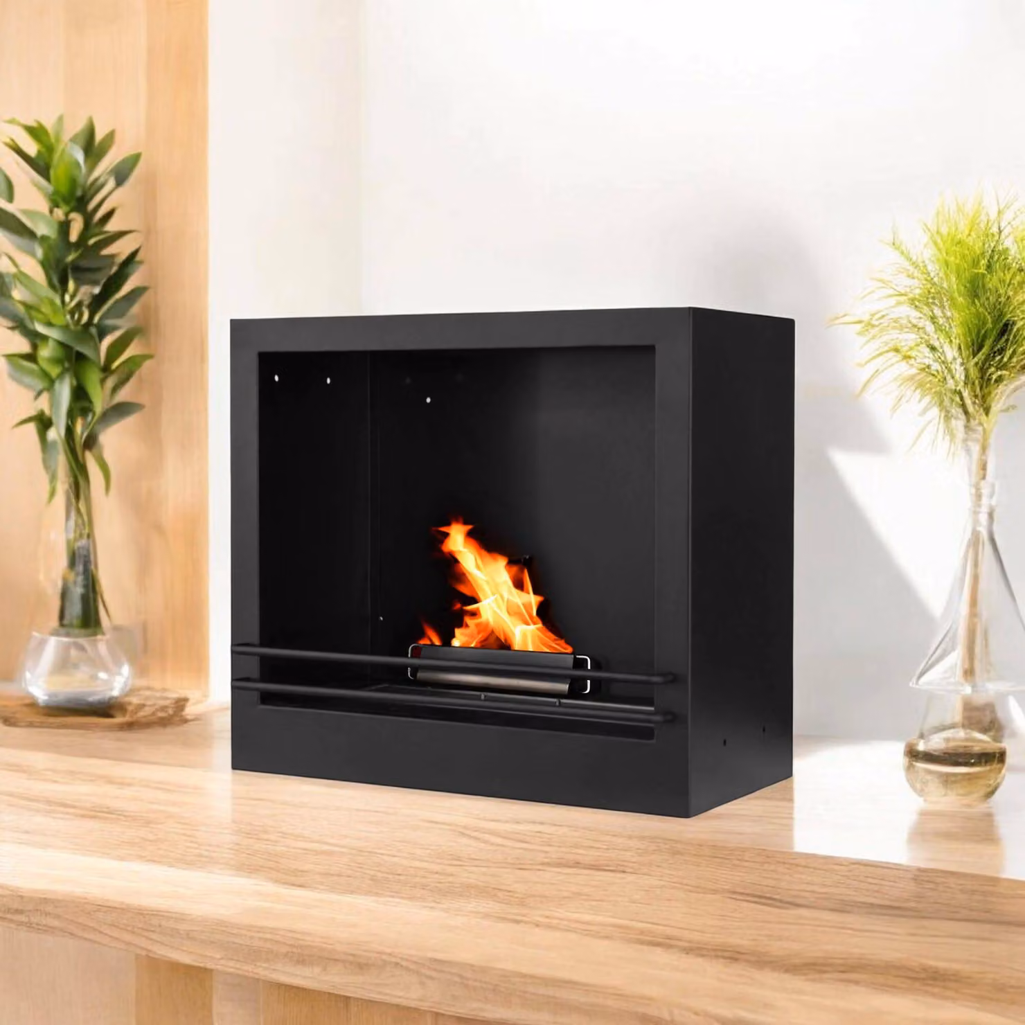 Dmora Camino a Bioetanolo Teguci 28x58x52h cm Nero, Capacità 1,8 lt Superficie Riscaldabile 30  Italy