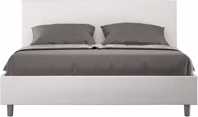 Letto matrimoniale contenitore doppia alzata imbottito 160x190 similpelle bianco Adele