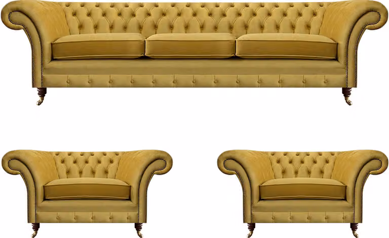 Gelb Sofagarnitur Wohnzimmer Komplett 3tlg Sofas Textil Sessel Chesterfield