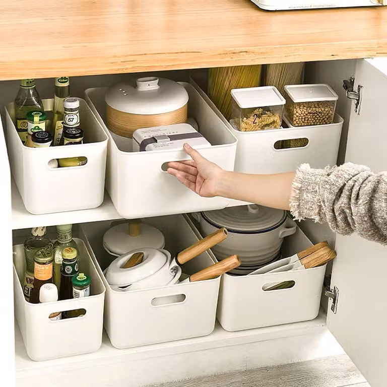Contenitore in plastica, set di 6 contenitori con 4 coperchi