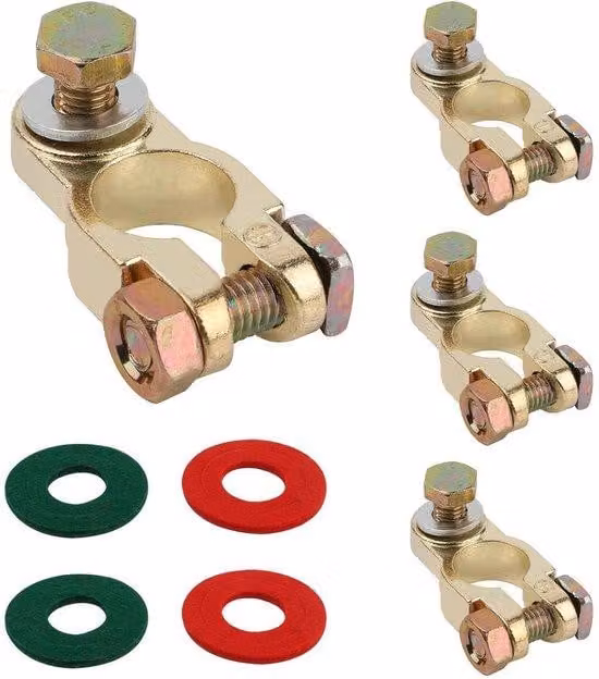 Set di morsetti per batteria con 4 cuscinetti anticorrosione e sezionatore per auto