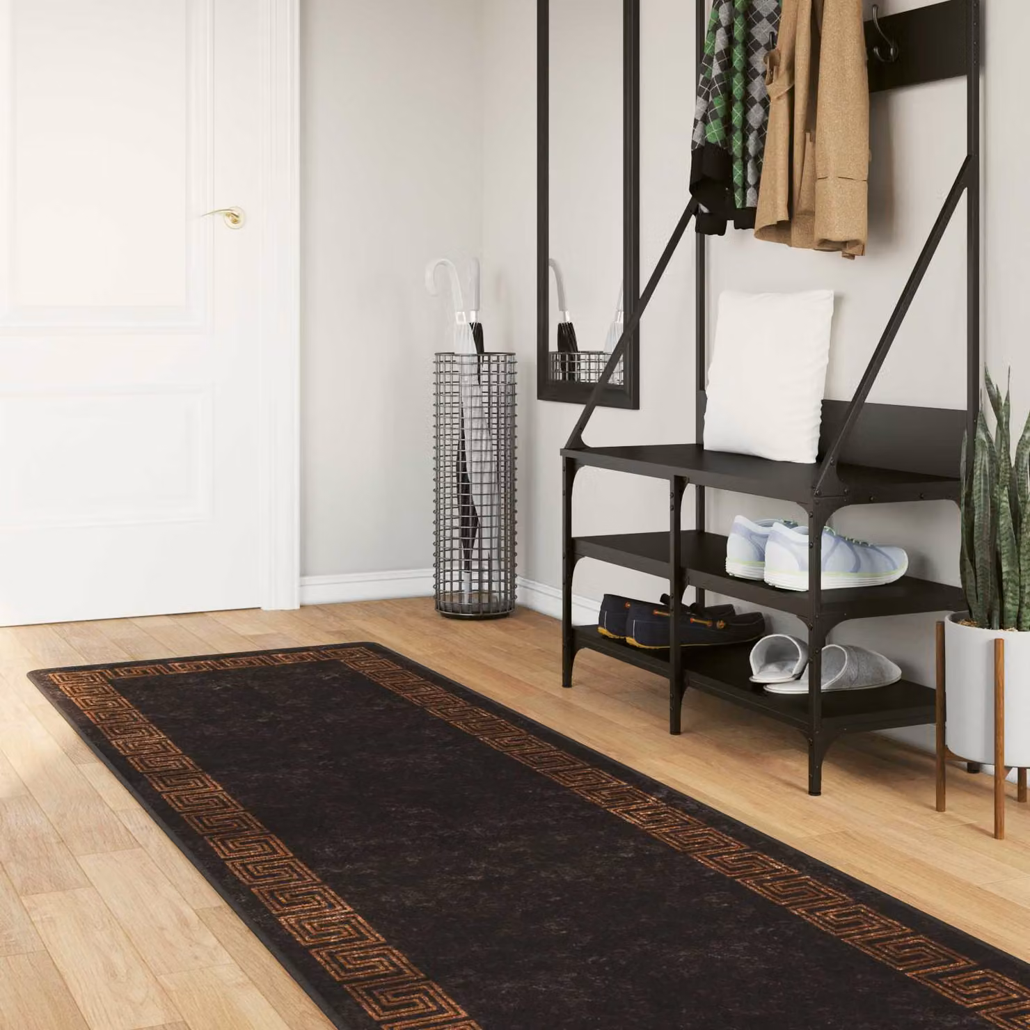 Tappeto Runner vidaXL MARSA Nero, Lavabile e Antiscivolo, L 80 cm x P 400 cm, in Poliestere