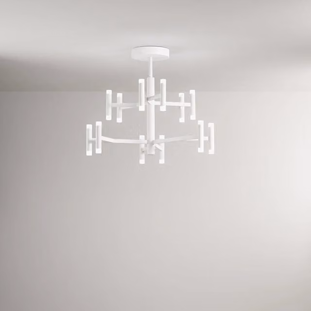 Plafoniera Contemporanea Candles Metallo Bianco Opaco Acrilico Led 68W 3000K