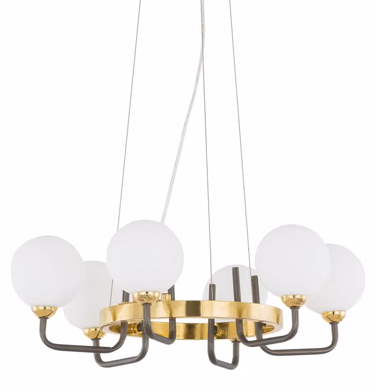 Lampadario Arkeno nero opaco-bianco-oro 6xG9x28W in alluminio, dimensioni: 100x51,5x51,5 cm, IP20, Italux