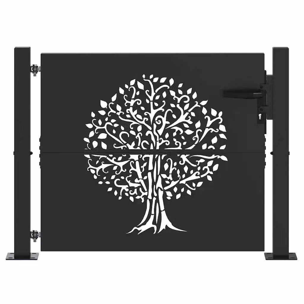 Cancello singolo da giardino vidaXL in acciaio nero L: 110 cm, H: 105 cm – 2