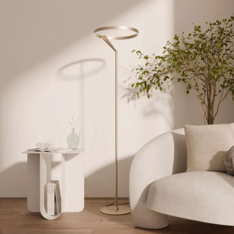 LUMIÈRE Design Lampada da Terra 'Noxi' LED dimmerabile Up- & Downlight Champagne spazzolato