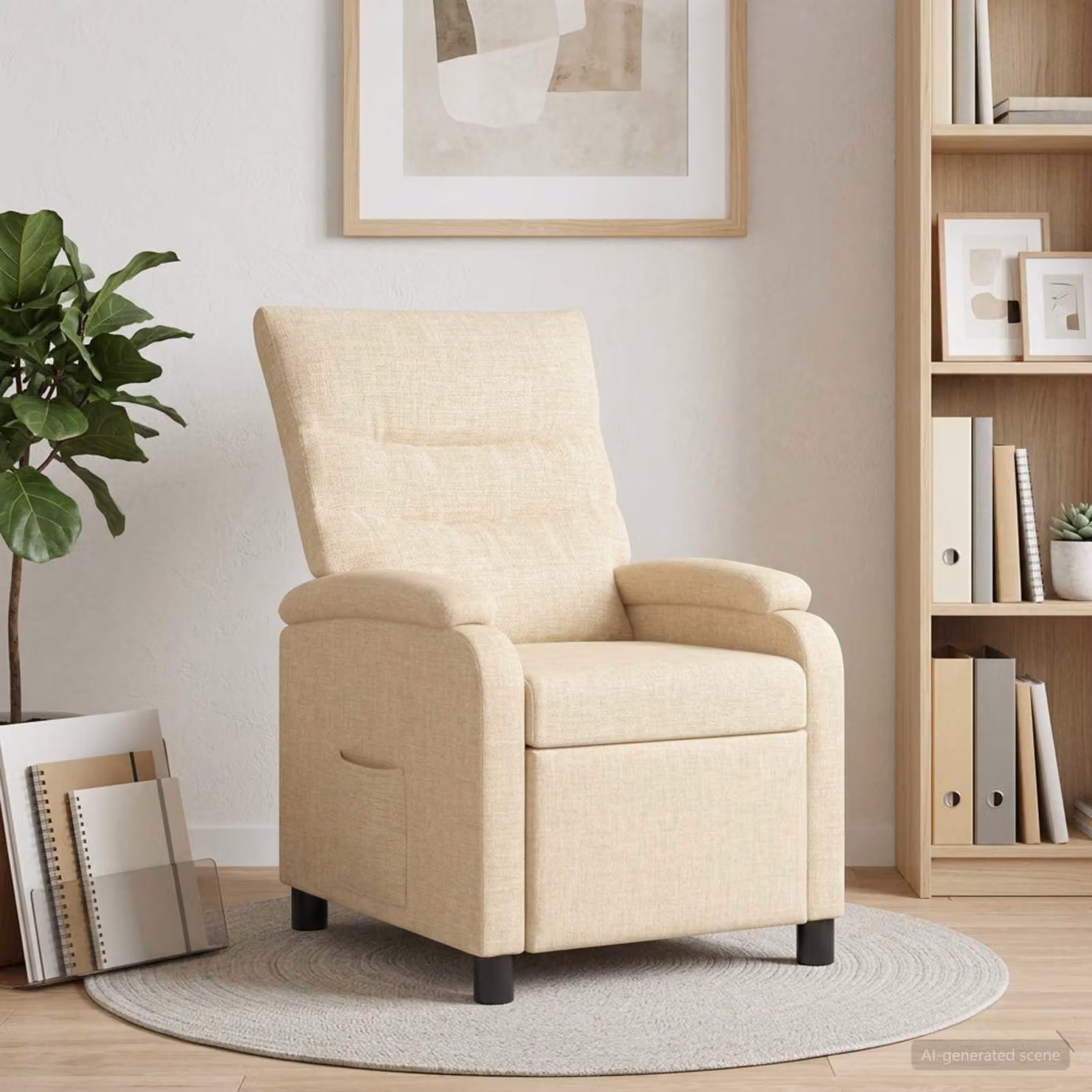 Poltrona reclinabile relax vidaXL in tessuto beige con braccioli e design moderno