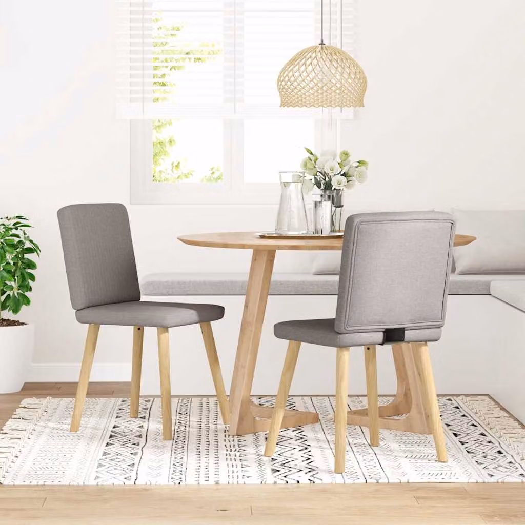Set di 2 sedie da pranzo vidaXL in tessuto color tortora con struttura in legno e metallo per soggiorno e cucina