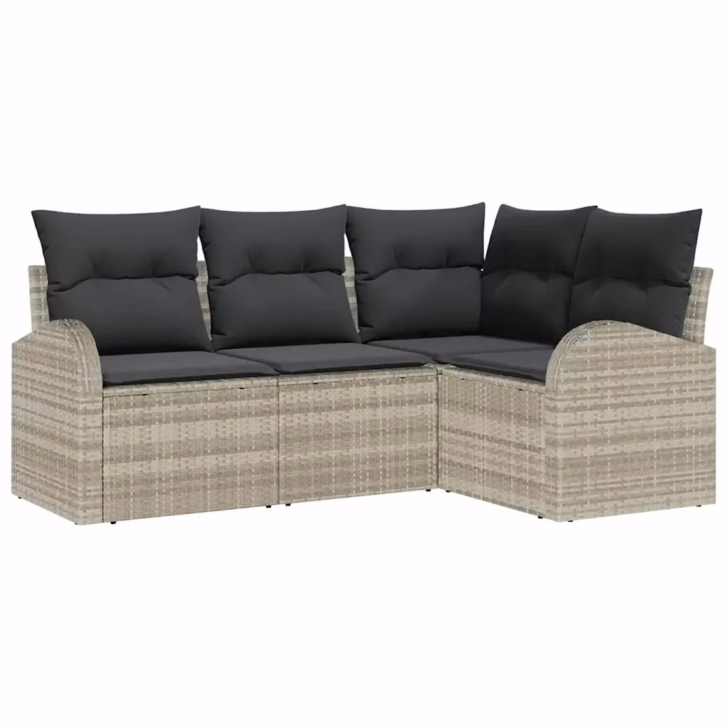 Set Divano da Giardino a L vidaXL in Polyrattan Grigio con Cuscini Imbottiti e Struttura in Acciaio Verniciato a Polvere – 2