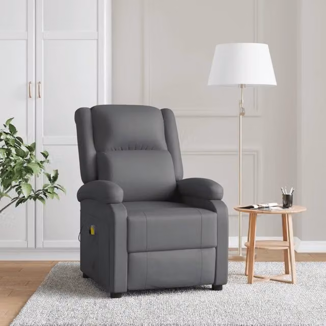 Poltrona Massaggiante Antracite in Similpelle 348464