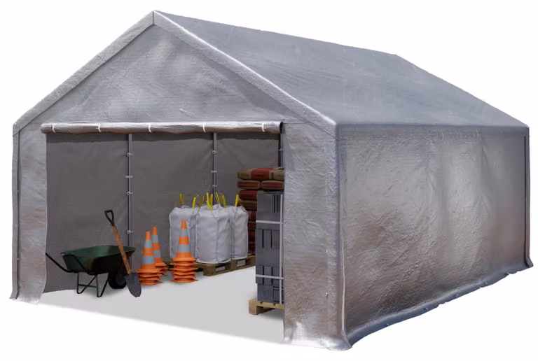 TOOLPORT Tenda capannone 4x6 m Tendostruttura Tenda garage telone PE 350 N impermeabile in grigio