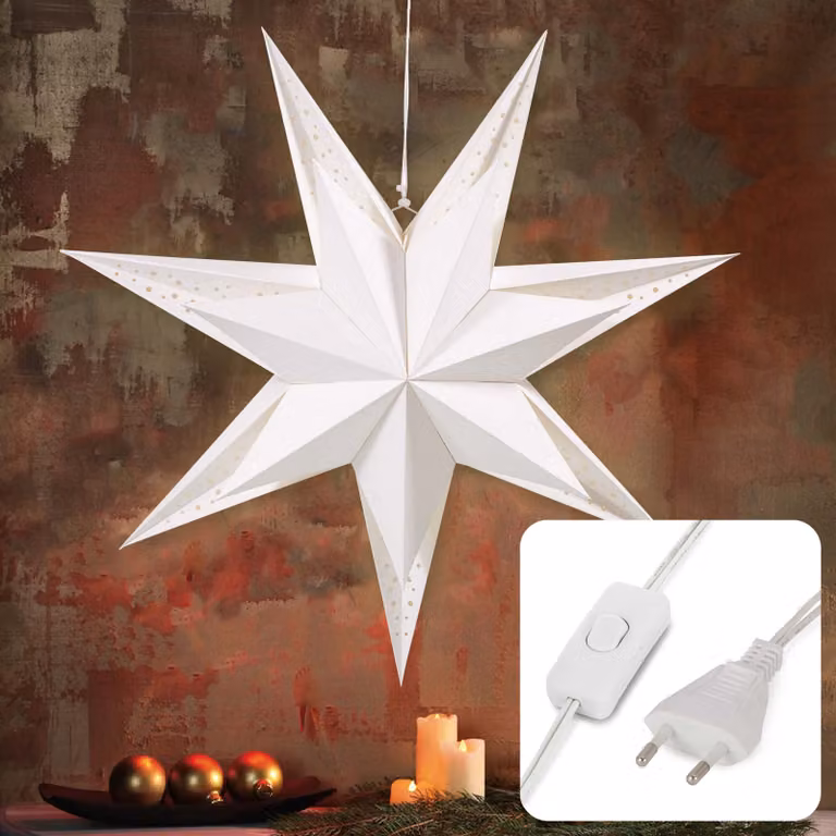Stella decorativa di carta illuminata E14 base doppio strato perforata festa di compleanno