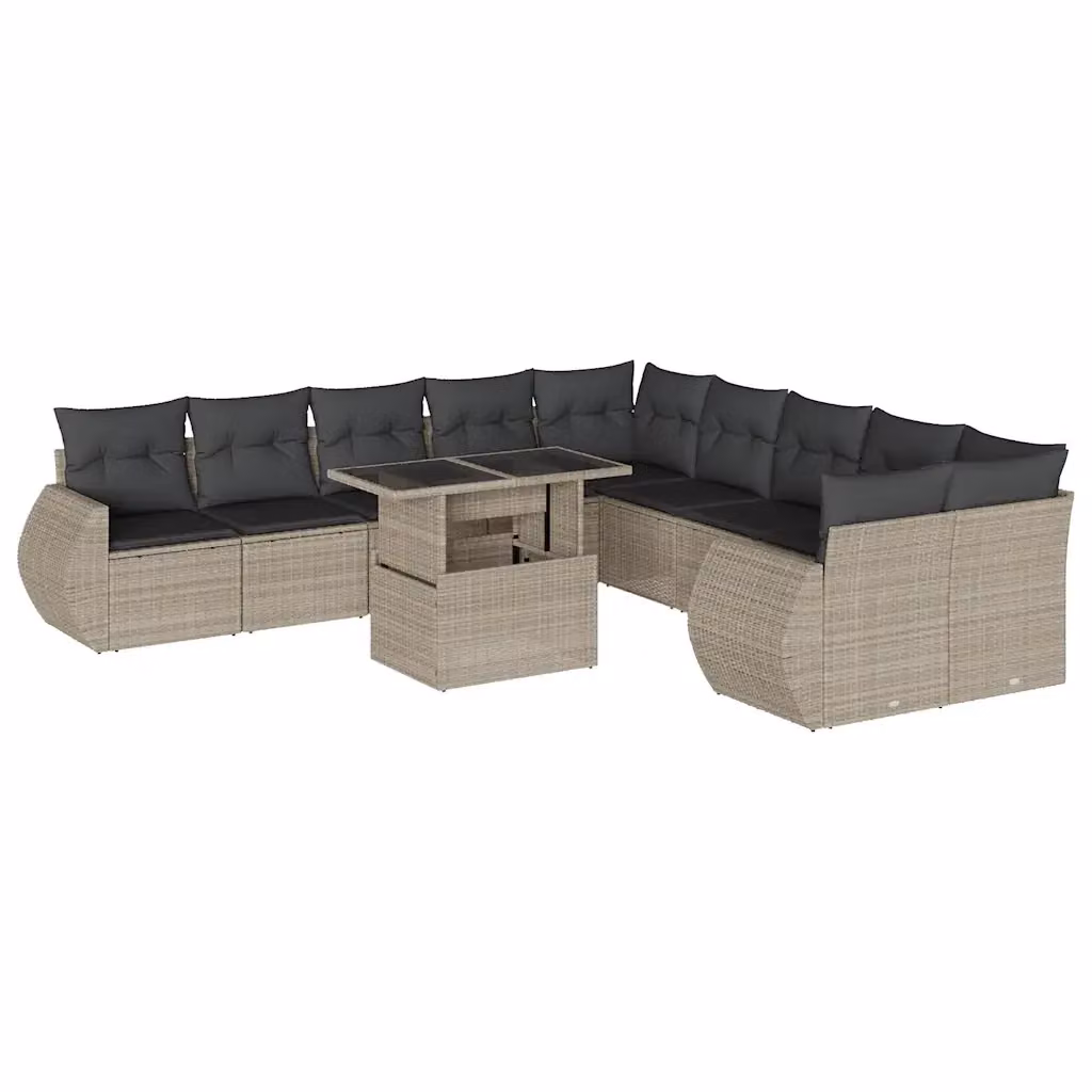 Set Divani da Giardino vidaXL 11 Pezzi in Polyrattan Grigio Antracite con Cuscini e Tavolino – 2