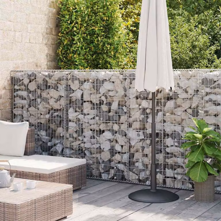 vidaXL Gabbione con Copertura in Acciaio Zincato Grigio, L 600 x P 50 x H 150 cm