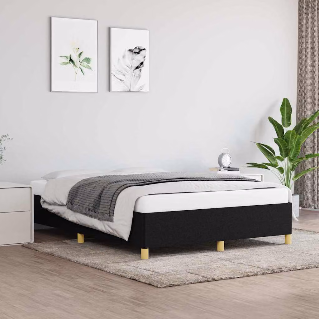 Giroletto vidaXL senza materasso in tessuto nero L/P/H: 140 x 200 x 35 cm