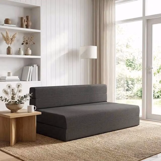 Divano Letto Pieghevole Moderno vidaXL in Tessuto Grigio L: 152 cm, P: 86,5 cm, H: 60 cm – 1
