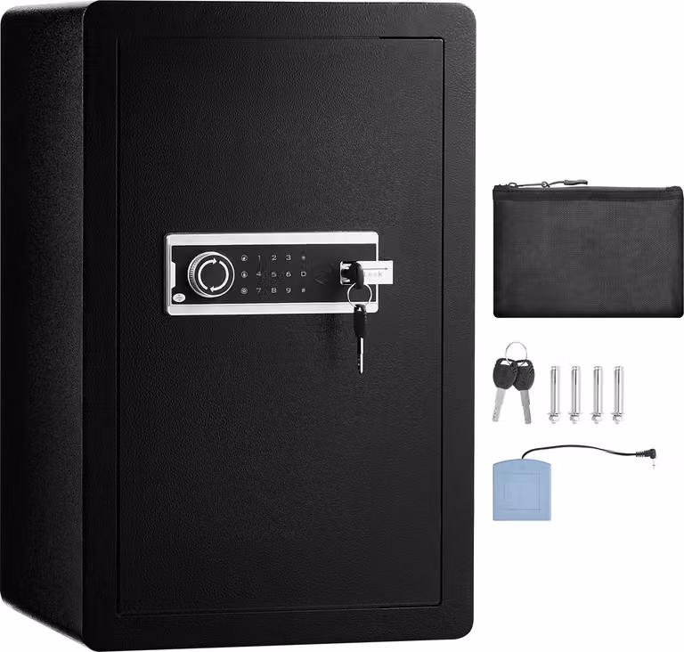 Cassaforte SucceBuy con porta singola, 4,0 piedi cubi, chiusura a chiave e password, cassaforte con serratura, tasca ignifuga, tastiera, luce LED e 2 ripiani per denaro, documenti, gioielli e oggetti di valore.
