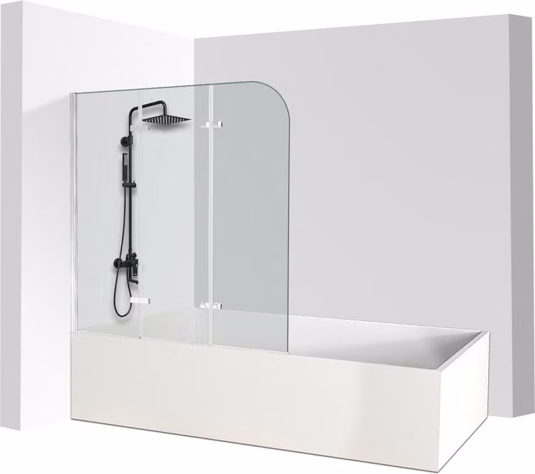 Jopassy cabina doccia 120x140cm schermo pieghevole per vasca da bagno Attacco per vasca da bagno Schermo doccia pulito in vetro NANO Easy Clean da 6mm