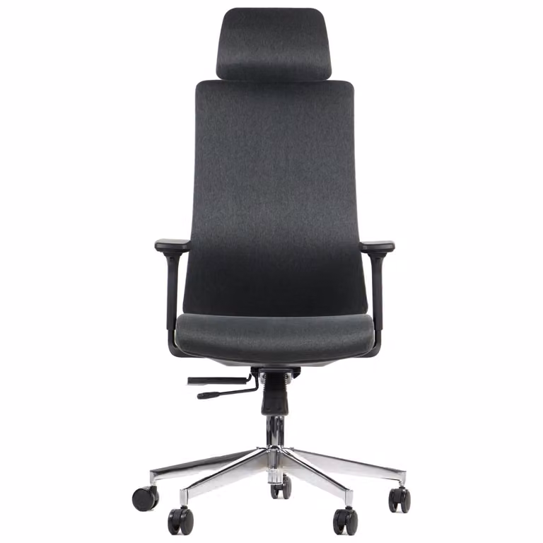 Sedia girevole ergonomica da ufficio AKCENT/F, base cromata, braccioli regolabili, seduta scorrevole (avanti-indietro), grigio