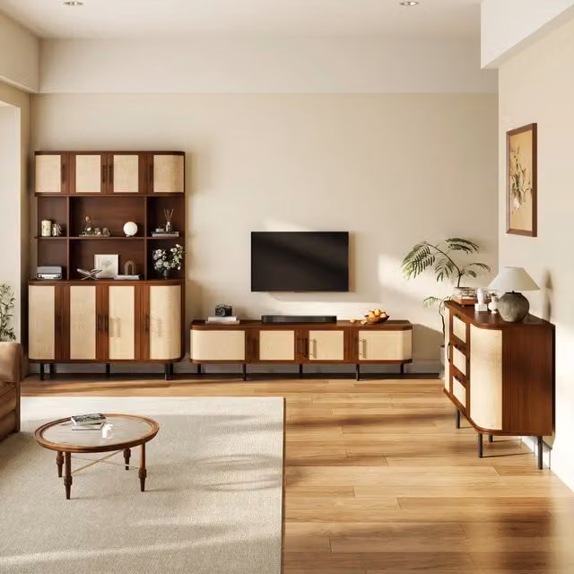 Set mobili soggiorno ¨C Minimal ¨C credenza mobile TV legno multistrato nero 120x30x80