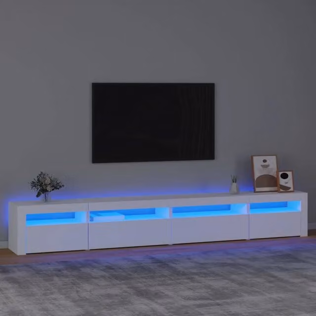 Mobile Porta TV Moderno vidaXL Bianco con Luci LED Integrate L 270 x P 35 x H 40 cm – 1