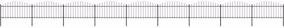 Recinzione da Giardino con Punta a Lancia in Acciaio 1603,5x150 cm Nero