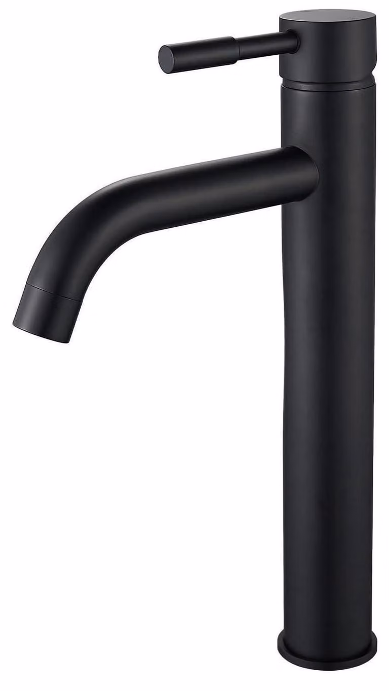 Miscelatore monocomando alto, nero, in ottone, da incasso