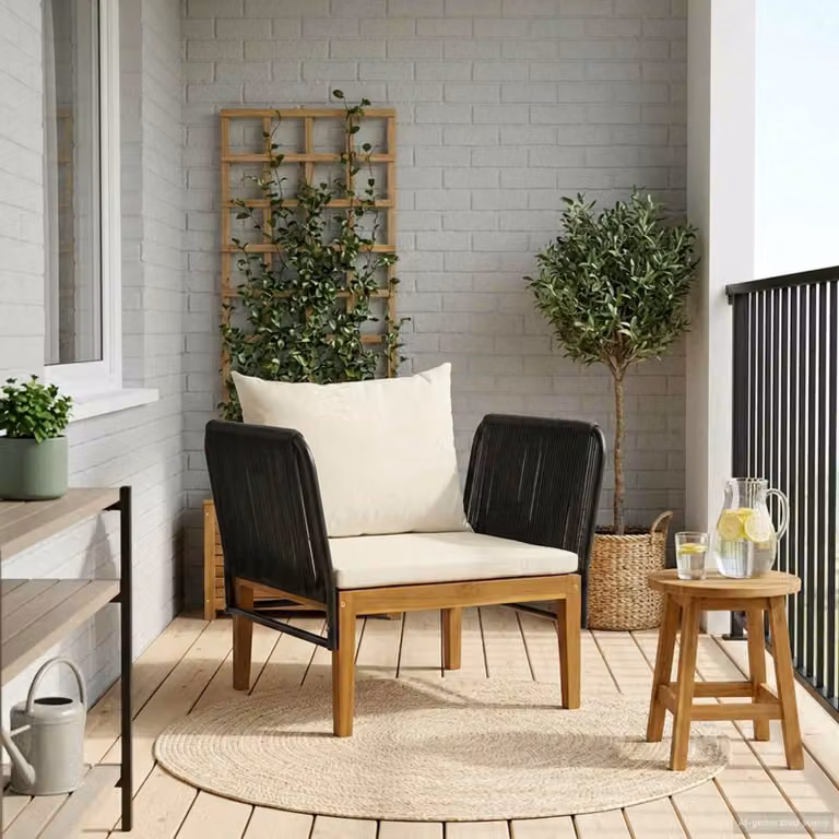 Sedia da giardino vidaXL in legno di acacia con cuscini e corda