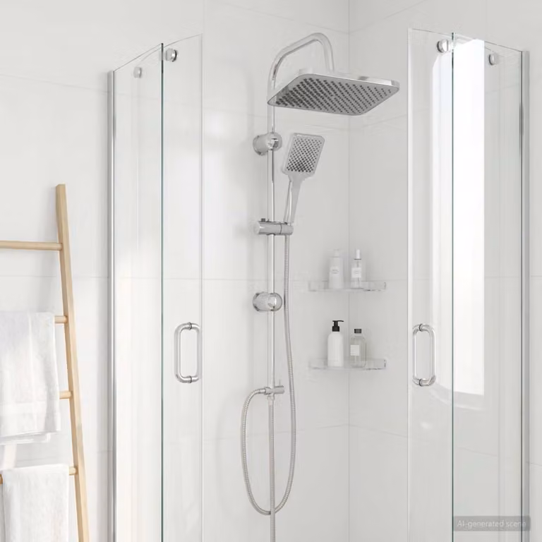 vidaXL Sistema doccia con soffione e doccino in acciaio inox cromato argento per montaggio a parete