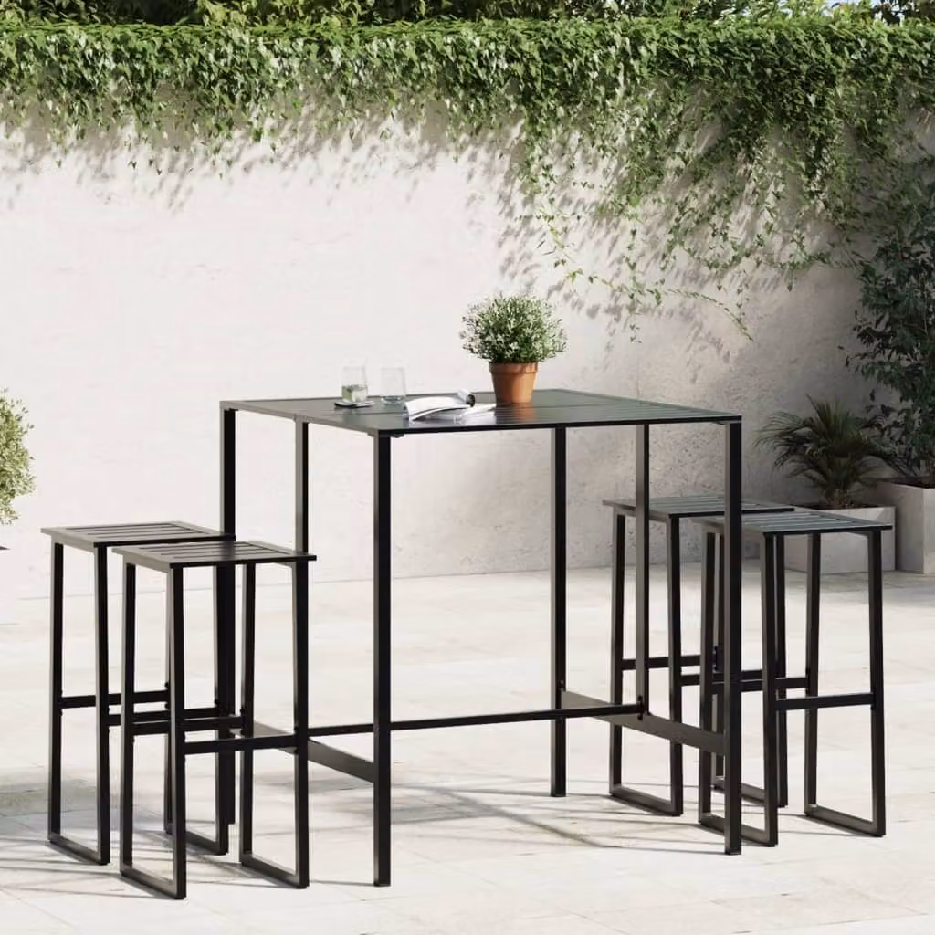 Maison Exclusive - Set da bar da giardino 5 pezzi in acciaio verniciato a polvere nero