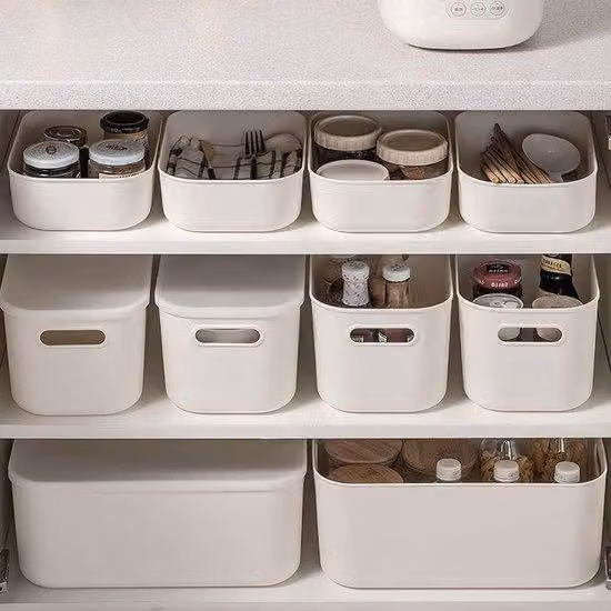 Set di 6 cassettiere in plastica, ciascuna con 4 cassetti, complete di maniglia, adatte per bagno, cucina o ufficio