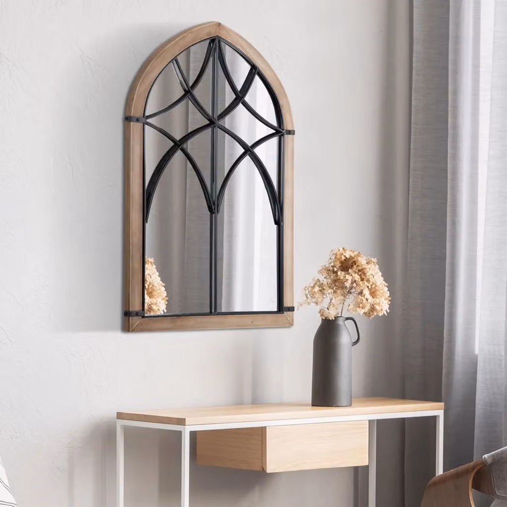 Specchio da parete rettangolare in legno marrone stile minimal L: 93 cm, H: 60 cm – 2