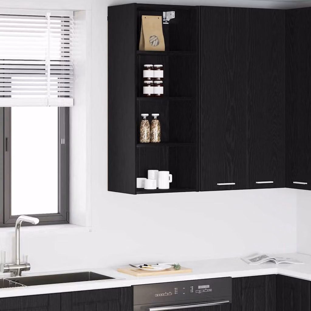Armadio pensile da cucina moderno vidaXL in nero con ante a battente L/P/H: 40 x 29,5 x 100 cm