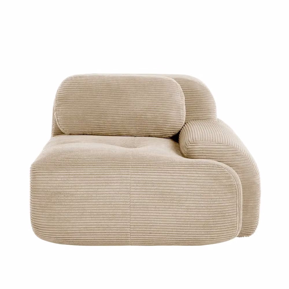 Divano angolare Minimal beige in tessuto con cuscini, design moderno a L con seduta sinistra – 2