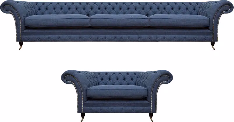 Modern Design Möbel Wohnzimmer Set 2tlg Dreisitze Sofa mit Sessel Chesterfield